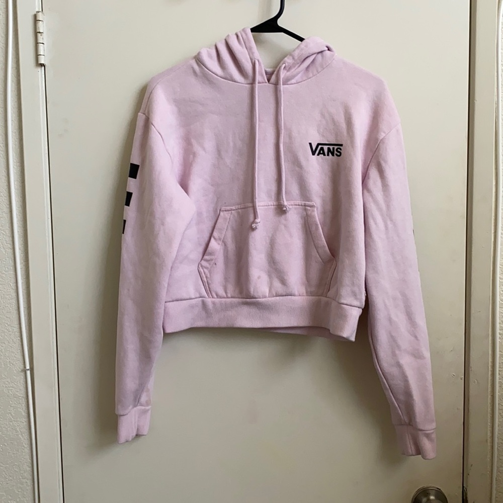 Baby pink cropped vans hoodie